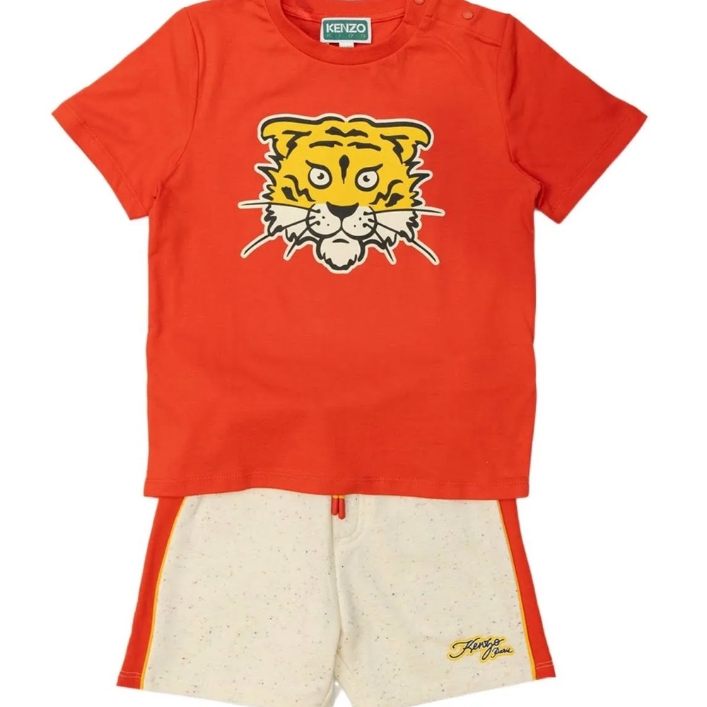 Kenzo Vibrant Orange Tiger Tee and Shorts